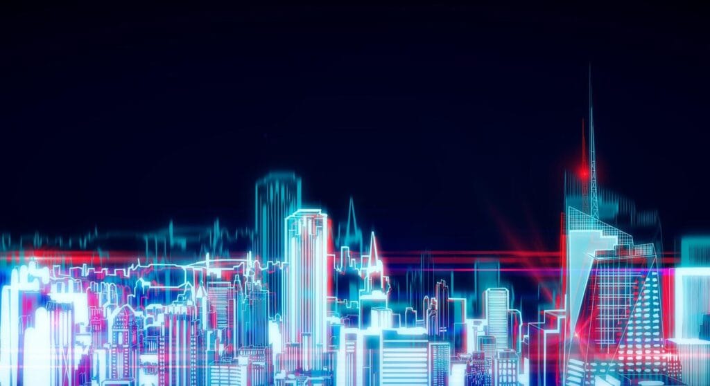 Modern urban skyline digital technology
