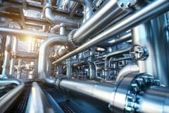 Chemical plant industrial pipes