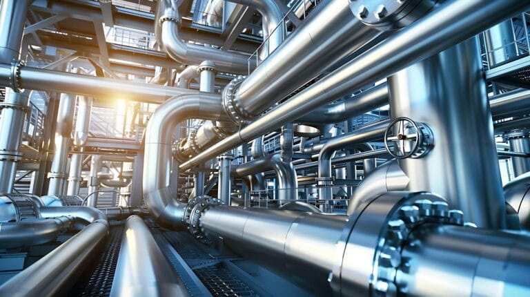 Chemical plant industrial pipes