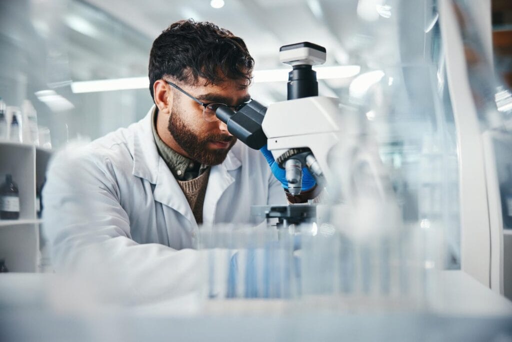 Pharmaceutical laboratory researcher in Indonesia's chemical and pharma sector