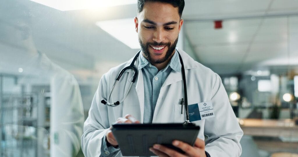 Doctor using tablet hospital