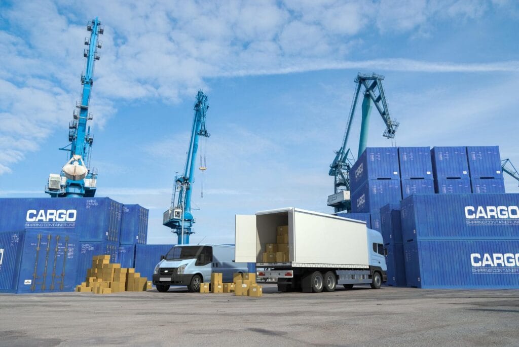 Cargo truck port shipping logistics in Indonesia's supply chain