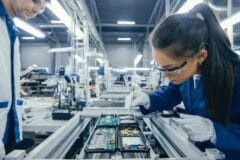 Electronics assembly line workers in northern Vietnam's cluster