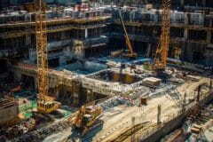 Construction site infrastructure development at Indonesia's new capital Nusantara