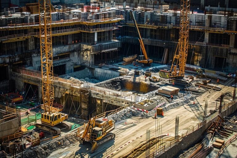 Construction site infrastructure development at Indonesia's new capital Nusantara