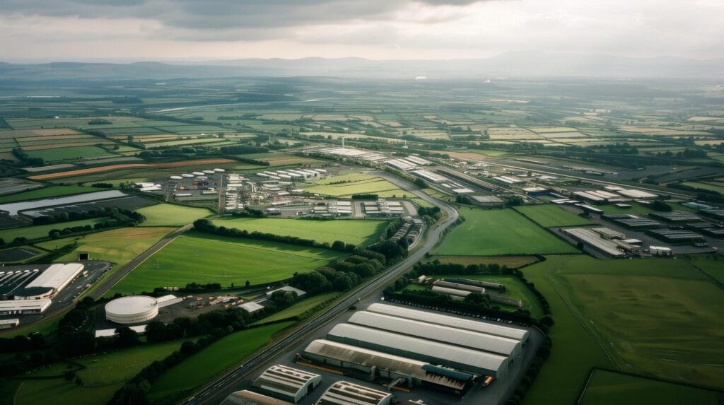 Industrial land development aerial