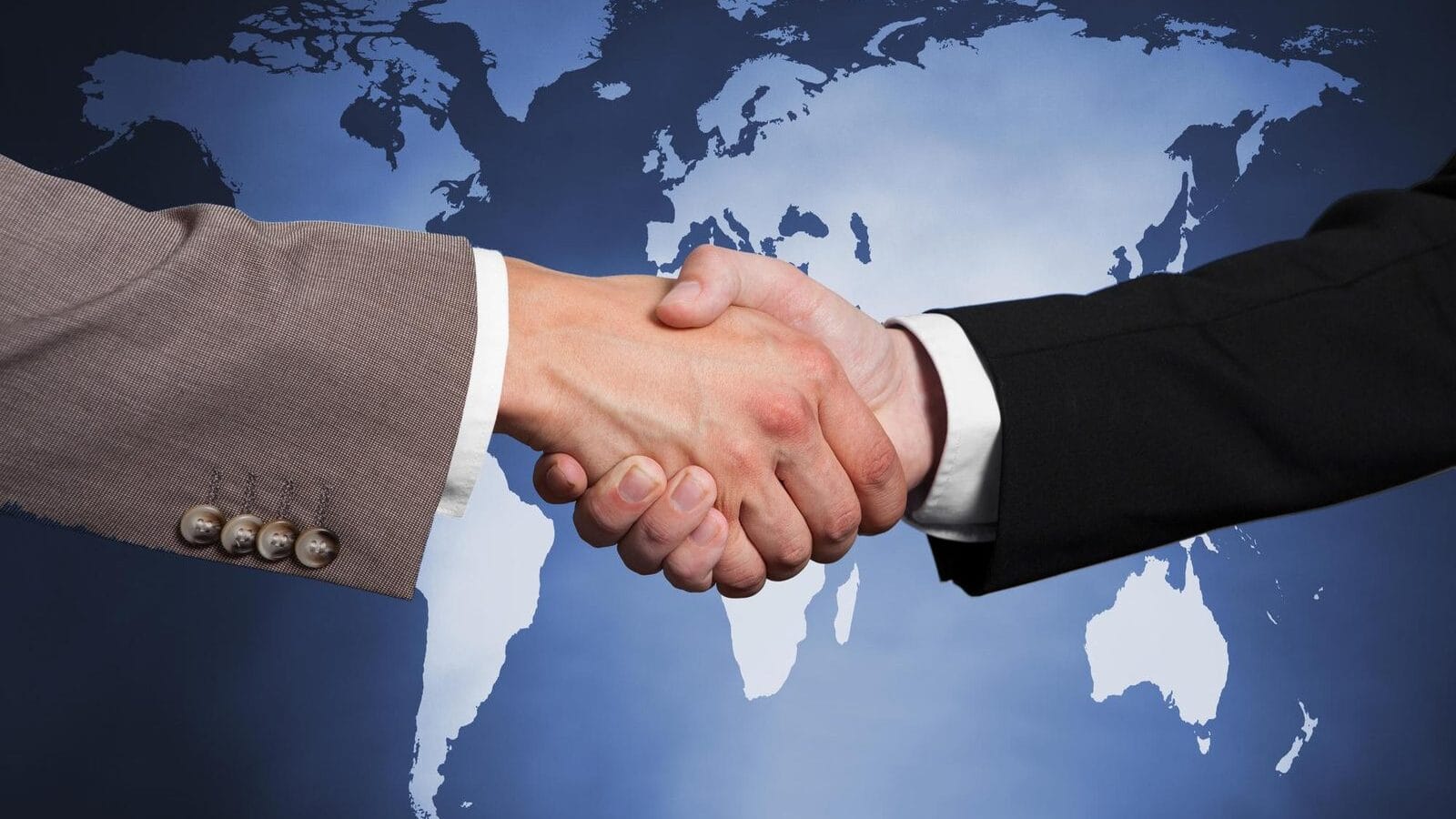 International business partnership handshake