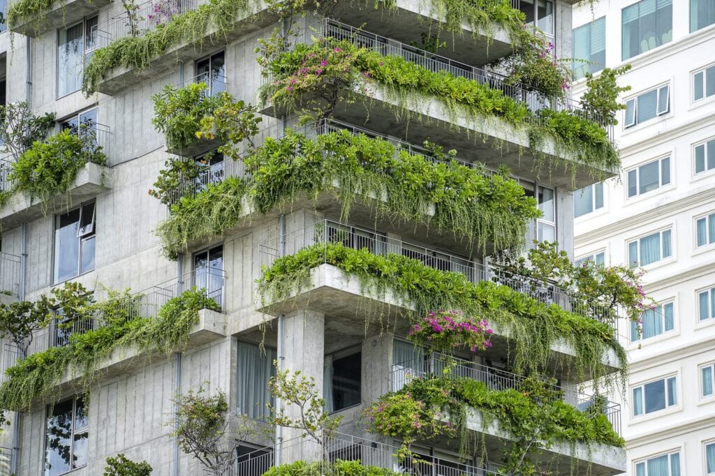 Solar panels rooftop building
