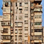Old apartment buildings urban city