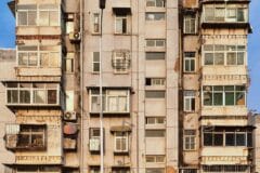 Old apartment buildings urban city